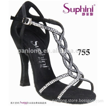Black Classic Rhinestone Ballroom Salsa Latin Dance Shoe 755